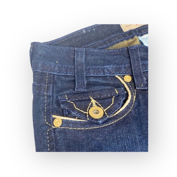 new Denim of Virtue ㋛ Y2K Justice Lurex Trim Flap Pockets Slim Jeans ㋛ Dark ㋛ - Picture 5 of 16